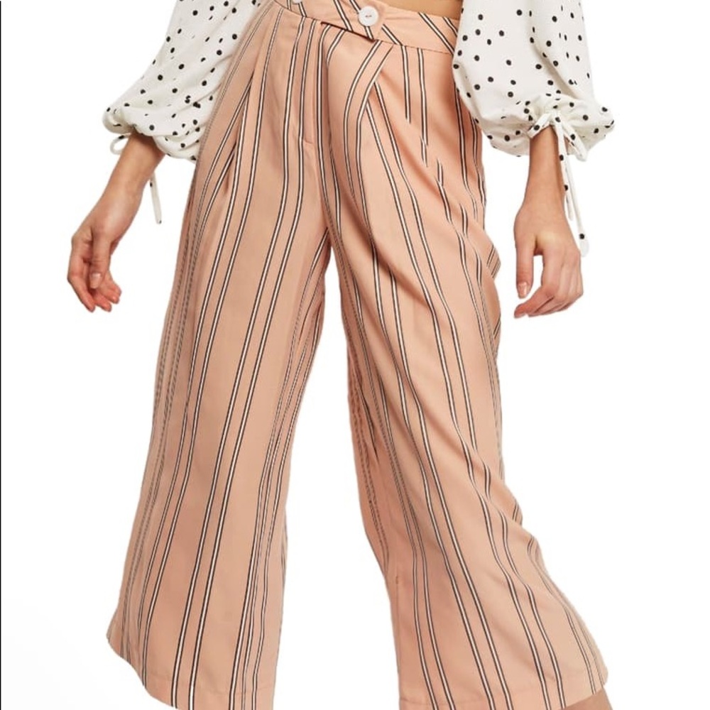 Stripe wide leg crop pants